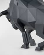 Image 4 of 5: Lladro Bull Matte Black Sculpture 