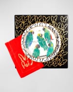 Image 2 of 2: Hunt Slonem Midnight Butterflies Square Lacquer Placemat  
