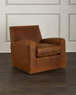 Image 1 of 4: Massoud Craig Leather Swivel Chair 