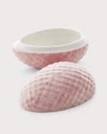 Image 3 of 4: Neiman Marcus Pink Wicker-Textured Easter Egg Box 