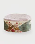 Image 2 of 3: Haute House Round Blush Peacock Ottoman