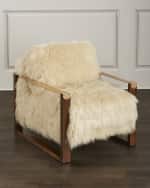Image 1 of 3: Massoud Eydie Leather Strap Sheepskin Chair