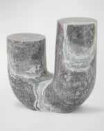 Image 3 of 4: Global Views Emmalee Marble Side Table 