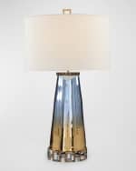 Image 2 of 2: John-Richard Collection Sapphire Blue & Cognac Glass Table Lamp
