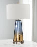 Image 1 of 2: John-Richard Collection Sapphire Blue & Cognac Glass Table Lamp
