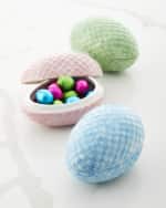 Image 4 of 4: Neiman Marcus Pink Wicker-Textured Easter Egg Box 