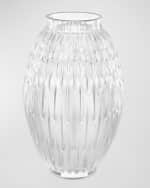 Image 1 of 2: Lalique Plumes Clear Crystal Vase 