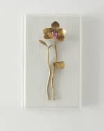 Image 1 of 3: Tommy Mitchell "Gilded and Painted Orchid Study 2" Wall Decor