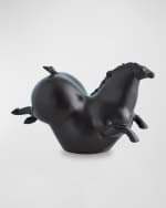 Image 1 of 4: Global Views Friesian Horse Sculpture - Matte Black 