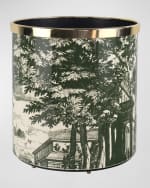 Image 2 of 5: Fornasetti Paper Basket - Giardino Settecentesco Green Ivory