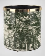 Image 3 of 5: Fornasetti Paper Basket - Giardino Settecentesco Green Ivory
