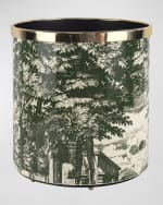 Image 4 of 5: Fornasetti Paper Basket - Giardino Settecentesco Green Ivory