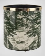 Image 1 of 5: Fornasetti Paper Basket - Giardino Settecentesco Green Ivory