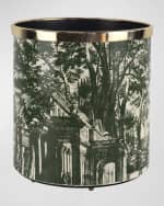Image 5 of 5: Fornasetti Paper Basket - Giardino Settecentesco Green Ivory