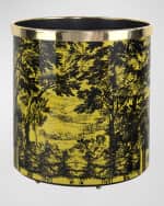 Image 4 of 5: Fornasetti Paper Basket - Giardino Settecentesco Black Yellow