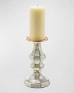 Image 2 of 2: MacKenzie-Childs Sterling Check Pillar Candlestick - Medium 