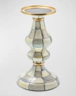 Image 1 of 2: MacKenzie-Childs Sterling Check Pillar Candlestick - Medium 