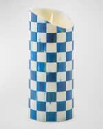 Image 2 of 2: MacKenzie-Childs Royal Check Flickering Pillar Candle, 7"