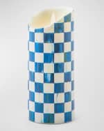 Image 1 of 2: MacKenzie-Childs Royal Check Flickering Pillar Candle, 7"