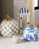 Image 3 of 6: MacKenzie-Childs Sterling Check Mini Halloween Pumpkin 
