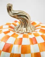 Image 2 of 3: MacKenzie-Childs Orange Check Pumpkin, Large 