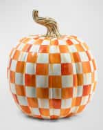 Image 1 of 3: MacKenzie-Childs Orange Check Pumpkin, Large 