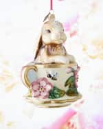 Image 1 of 2: Jay Strongwater Bunny Teacup Christmas Ornament 