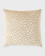 Image 1 of 2: Callisto Home Larrisa Modern Metallic and Beaded Velvet Decorative Pillow, 22" Square