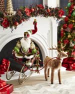 『1年保証』 Mark Roberts Horchow | Deer and Sleigh with Santa Sleighbells シュタイフ社