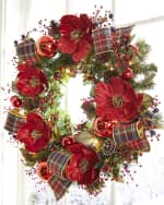 Image 2 of 2: Neiman Marcus 28" Classic Christmas Pre-Lit Wreath