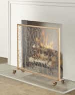 Image 1 of 4: Antique Gold Iron Multi-Scroll Fire Screen 