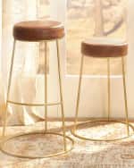 Image 3 of 4: Jamie Young Henry Leather 30" Bar Stool