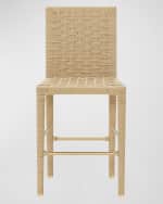 Image 2 of 3: Worlds Away Roberta Basketweave Counter Stool, 26.3" 