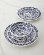 Image 1 of 2: Neiman Marcus Pavoes Blue & White 12-Piece Dinnerware Set