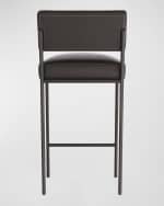 Image 3 of 5: Arteriors Topanga Leather Bar Stool, 29" 