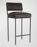 Image 1 of 5: Arteriors Topanga Leather Bar Stool, 29" 