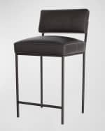 Image 3 of 5: Arteriors Topanga Leather Counter Stool, 26.5" 