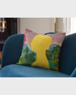 Image 2 of 3: Jonathan Adler Renaissance Landscape Beaded Pillow, 20" Square