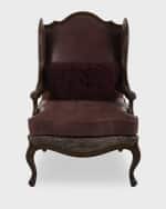 Image 2 of 4: Massoud Mendosa Leather & Hairhide Wing Chair