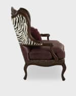 Image 3 of 4: Massoud Mendosa Leather & Hairhide Wing Chair