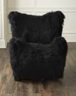 Image 1 of 5: Massoud Aima Shearling Swivel Wing Chair