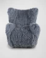 Image 3 of 5: Massoud Aima Shearling Swivel Wing Chair