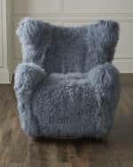 Image 1 of 5: Massoud Aima Shearling Swivel Wing Chair