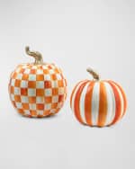 Image 3 of 3: MacKenzie-Childs Orange Check Pumpkin, Large 