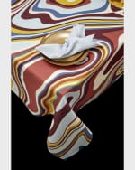 Image 2 of 3: L'Objet Waves Linen Sateen Tablecloth, 70" x 126"