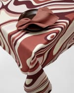 Image 2 of 3: L'Objet Waves Pink Linen Sateen Tablecloth, 70" x 90"