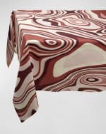 Image 1 of 3: L'Objet Waves Pink Linen Sateen Tablecloth, 70" x 90"