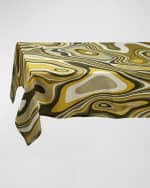 Image 1 of 3: L'Objet Waves Linen Sateen Tablecloth, 70" x 126"