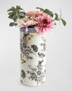 Image 2 of 4: MacKenzie-Childs Butterfly Toile Vase, Tall