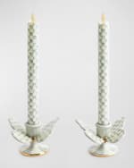 Image 2 of 3: MacKenzie-Childs Sterling Check Butterfly Candle Holders, Set of 2
